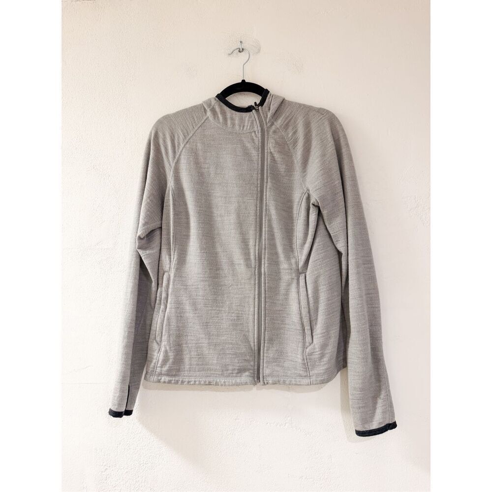 ibex Merino Wool Hooded Zipper Jacket in Gray Medium